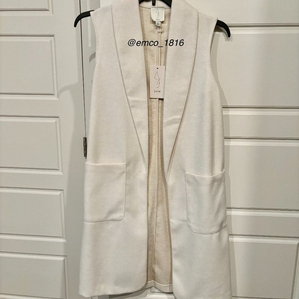 Joie Cream Colored Sleeveless Longline Cardigan Jacket/Coatigan, Size S, NWT